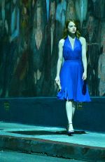 EMMA STONE on the Set of La La Land in Hollywood 10/23/2015