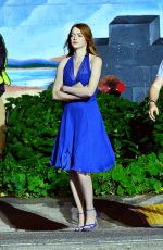 EMMA STONE on the Set of La La Land in Hollywood 10/23/2015