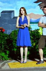 EMMA STONE on the Set of La La Land in Hollywood 10/23/2015