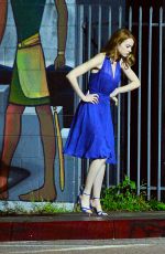 EMMA STONE on the Set of La La Land in Hollywood 10/23/2015
