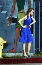 EMMA STONE on the Set of La La Land in Hollywood 10/23/2015