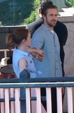 EMMA STONE on the Set of La La Land in Pasadena 10/07/2015