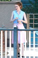 EMMA STONE on the Set of La La Land in Pasadena 10/07/2015