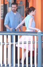 EMMA STONE on the Set of La La Land in Pasadena 10/07/2015