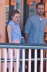 EMMA STONE on the Set of La La Land in Pasadena 10/07/2015