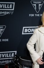 GILLIN ANDERSON at Triumph Motorcycle Global Bonneville Launch Party in London 10/28/2015