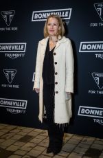 GILLIN ANDERSON at Triumph Motorcycle Global Bonneville Launch Party in London 10/28/2015