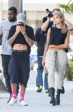 HAILEY BALDWIN and Justin Bieber Out in Beverly Hills 10/07/2015