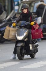 KRISTEN STEWART as Maureen on Scooter on the Set of Personal Shopper in Paris 10/27/2015