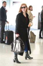 JESSICA CHASTAIN Arrives at JFK Airport in New York 10/17/2015