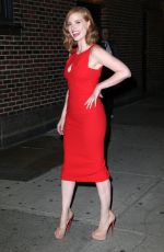 JESSICA CHASTAIN Leves The Ed Sullivan Theater in New York 10/16/2015