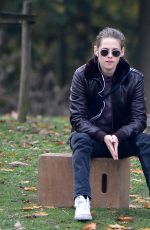 KRISTEN STEWART on the Set of Personal Shopper at a Park in Paris 10/30/2015