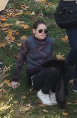 KRISTEN STEWART on the Set of Personal Shopper at a Park in Paris 10/30/2015
