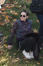 KRISTEN STEWART on the Set of Personal Shopper at a Park in Paris 10/30/2015