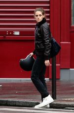 KRISTEN STEWART Riding a Bike on the Set of Personal Shopper in Paris 10/28/2015