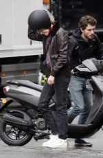 KRISTEN STEWART Riding a Bike on the Set of Personal Shopper in Paris 10/28/2015