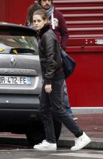 KRISTEN STEWART Riding a Bike on the Set of Personal Shopper in Paris 10/28/2015