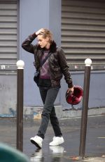 KRISTEN STEWART Riding a Bike on the Set of Personal Shopper in Paris 10/28/2015