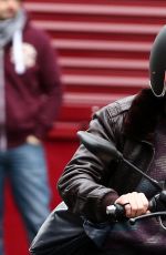 KRISTEN STEWART Riding a Bike on the Set of Personal Shopper in Paris 10/28/2015