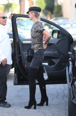 LAETICIA HALLYDAY Arrives at Meche Salon in Beverly Hills 10/23/2015
