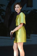 LILY COLLINS Arrives at Cfda/Vogue Fashion Fund Show in Los Angeles 10/20/2015