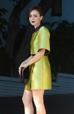 LILY COLLINS Arrives at Cfda/Vogue Fashion Fund Show in Los Angeles 10/20/2015