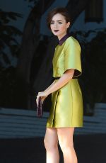 LILY COLLINS Arrives at Cfda/Vogue Fashion Fund Show in Los Angeles 10/20/2015