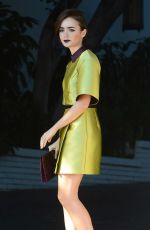 LILY COLLINS Arrives at Cfda/Vogue Fashion Fund Show in Los Angeles 10/20/2015