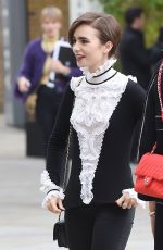 LILY COLLINS Arrives at Saatchi Gallery in London 10/12/2015