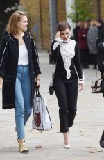 LILY COLLINS Arrives at Saatchi Gallery in London 10/12/2015