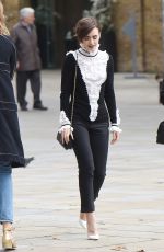 LILY COLLINS Arrives at Saatchi Gallery in London 10/12/2015