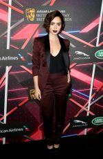 LILY COLLINS at Jaguar Land Rover British Academy Britannia Awards in Beverly Hills 10/30/2015