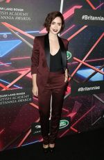 LILY COLLINS at Jaguar Land Rover British Academy Britannia Awards in Beverly Hills 10/30/2015