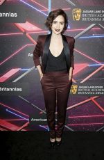LILY COLLINS at Jaguar Land Rover British Academy Britannia Awards in Beverly Hills 10/30/2015
