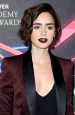 LILY COLLINS at Jaguar Land Rover British Academy Britannia Awards in Beverly Hills 10/30/2015