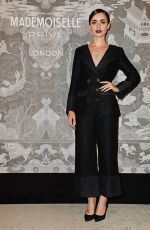 LILY COLLINS at Mademoiselle Prive Chanel Exhibition Party in London 10/12/2015