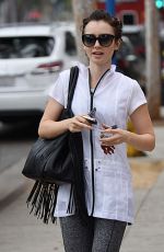 LILY COLLINS Leaves a Gym in West Hollywood 10/30/2015
