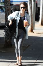 LILY COLLINS leaves Coffee Bean & Tea Leaf in Los Angeles 10/20/2015