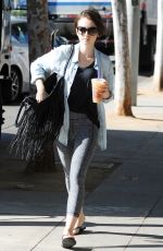LILY COLLINS leaves Coffee Bean & Tea Leaf in Los Angeles 10/20/2015