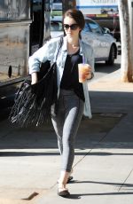 LILY COLLINS leaves Coffee Bean & Tea Leaf in Los Angeles 10/20/2015