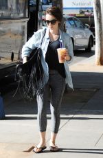 LILY COLLINS leaves Coffee Bean & Tea Leaf in Los Angeles 10/20/2015