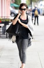 LILY COLLINS Leaves Pilates Session in West Hollywood 10/27/2015