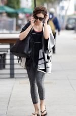 LILY COLLINS Leaves Pilates Session in West Hollywood 10/27/2015