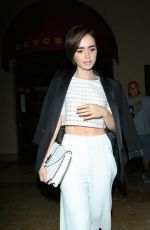 LILY COLLINS Leaves Vogue Dinner Party in Los Angeles 10/20/2015