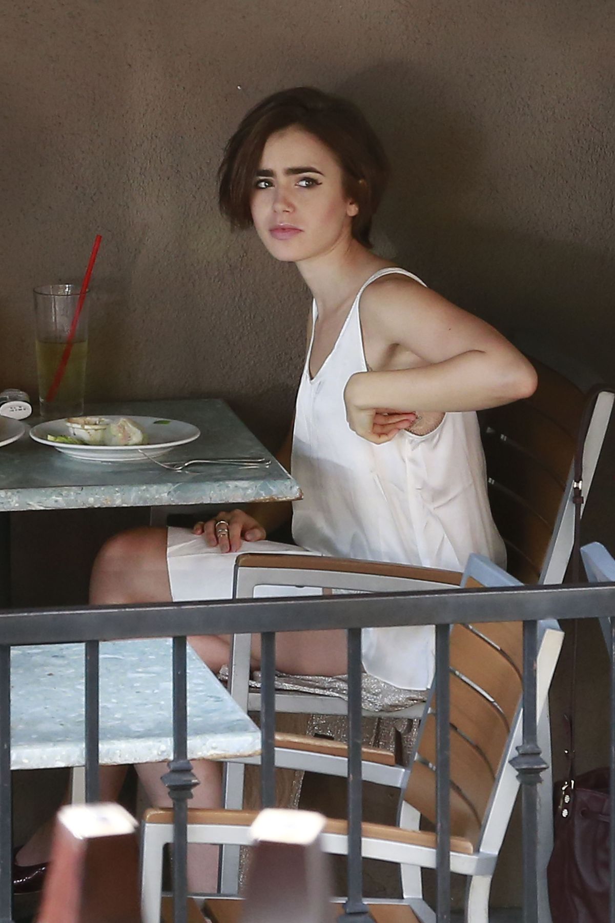LILY COLLINS Out for Lunch at Hugo LILY COLLINS Out for Lunch at Hugo