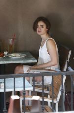 LILY COLLINS Out for Lunch at Hugo