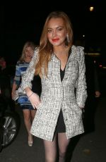 LINDSAY LOHAN Leaves Mortons in Maifair 10/14/2015