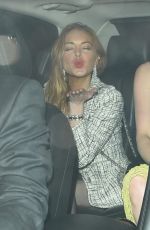 LINDSAY LOHAN Leaves Mortons in Maifair 10/14/2015