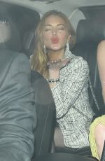 LINDSAY LOHAN Leaves Mortons in Maifair 10/14/2015