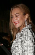 LINDSAY LOHAN Leaves Mortons in Maifair 10/14/2015
